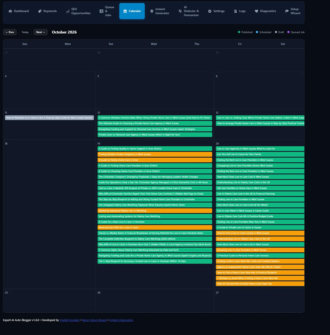 Publishing Calendar